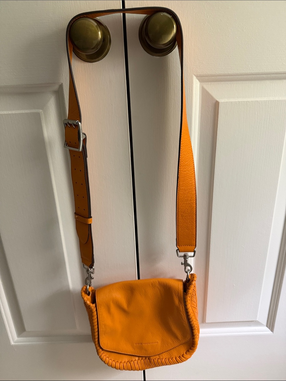 Aimee Kestenberg Orange Leather Crossbody with Braided Trim